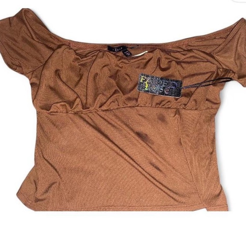 Brown Off-Shoulder Top